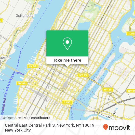 Mapa de Central East Central Park S, New York, NY 10019
