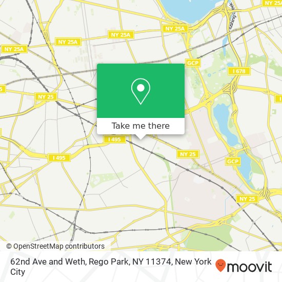 Mapa de 62nd Ave and Weth, Rego Park, NY 11374