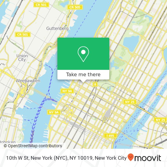 Mapa de 10th W St, New York (NYC), NY 10019