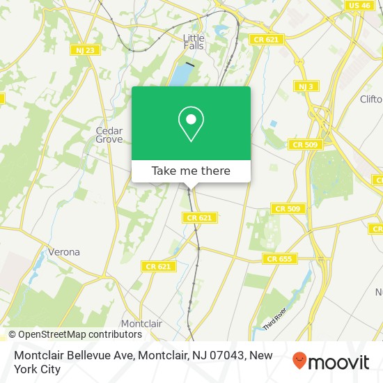 Mapa de Montclair Bellevue Ave, Montclair, NJ 07043