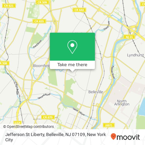 Mapa de Jefferson St Liberty, Belleville, NJ 07109