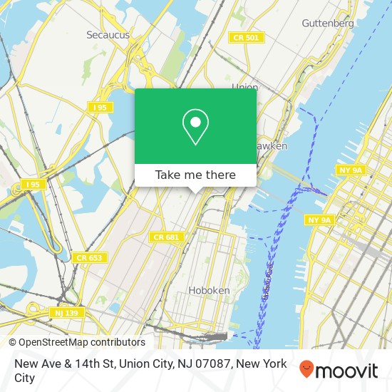 New Ave & 14th St, Union City, NJ 07087 map