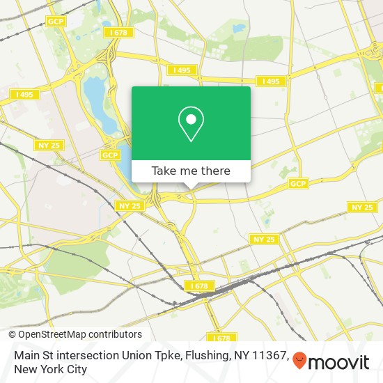 Mapa de Main St intersection Union Tpke, Flushing, NY 11367