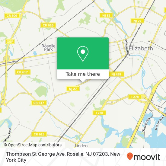 Mapa de Thompson St George Ave, Roselle, NJ 07203