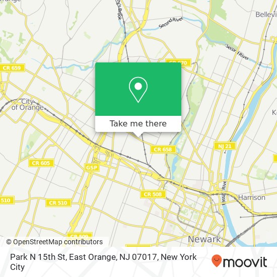 Park N 15th St, East Orange, NJ 07017 map