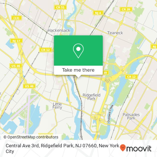 Mapa de Central Ave 3rd, Ridgefield Park, NJ 07660
