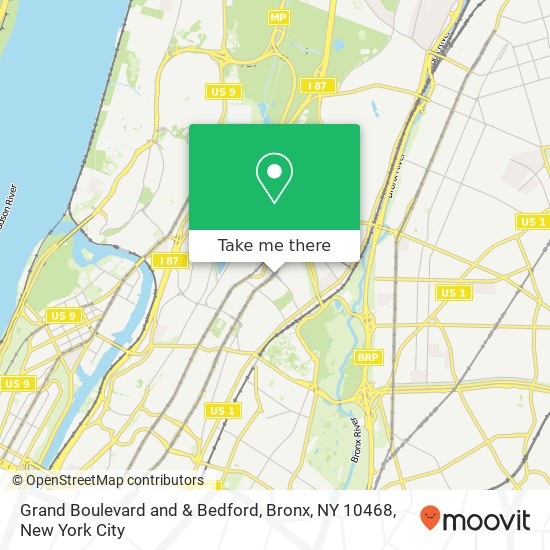 Mapa de Grand Boulevard and & Bedford, Bronx, NY 10468