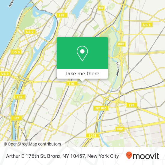 Mapa de Arthur E 176th St, Bronx, NY 10457