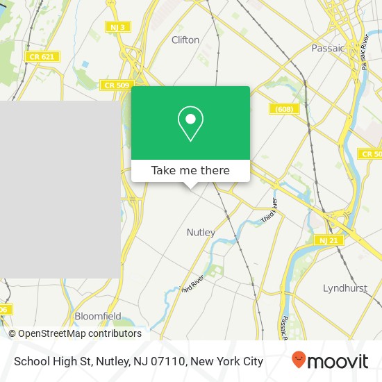 Mapa de School High St, Nutley, NJ 07110