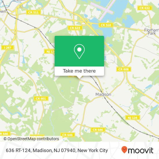 Mapa de 636 RT-124, Madison, NJ 07940
