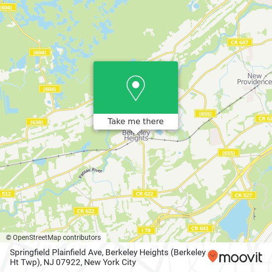 Springfield Plainfield Ave, Berkeley Heights (Berkeley Ht Twp), NJ 07922 map