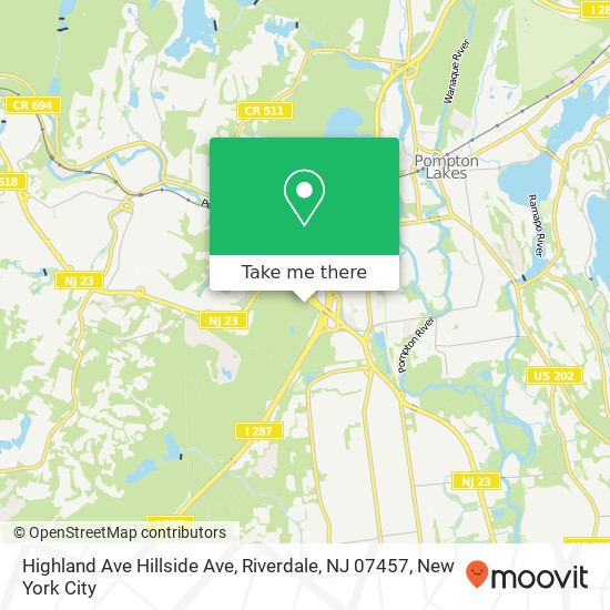 Mapa de Highland Ave Hillside Ave, Riverdale, NJ 07457