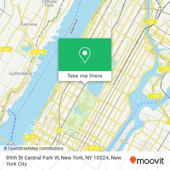 Mapa de 89th St Central Park W, New York, NY 10024