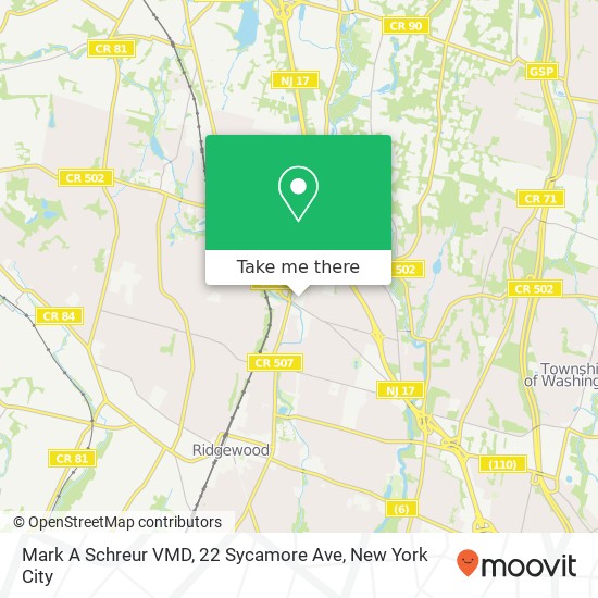 Mapa de Mark A Schreur VMD, 22 Sycamore Ave