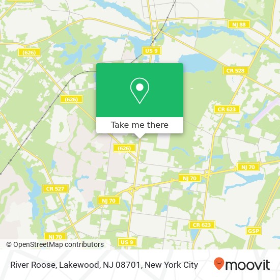 Mapa de River Roose, Lakewood, NJ 08701