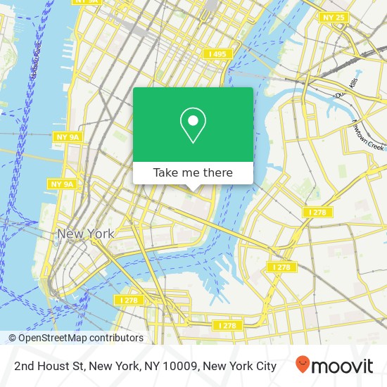 Mapa de 2nd Houst St, New York, NY 10009