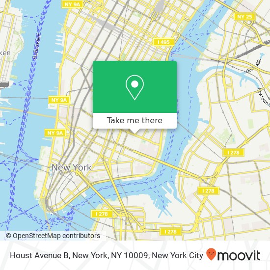 Houst Avenue B, New York, NY 10009 map