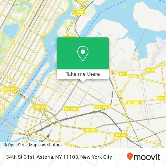Mapa de 34th St 31st, Astoria, NY 11103
