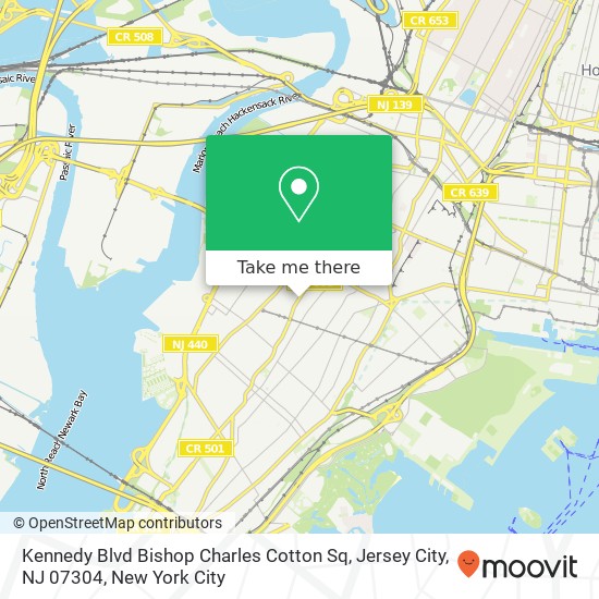 Mapa de Kennedy Blvd Bishop Charles Cotton Sq, Jersey City, NJ 07304