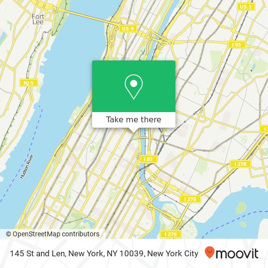 145 St and Len, New York, NY 10039 map