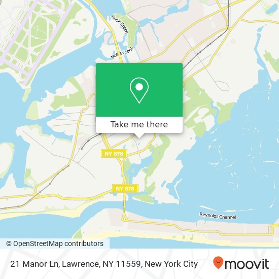 Mapa de 21 Manor Ln, Lawrence, NY 11559