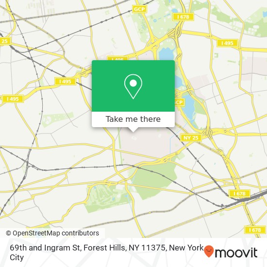 Mapa de 69th and Ingram St, Forest Hills, NY 11375