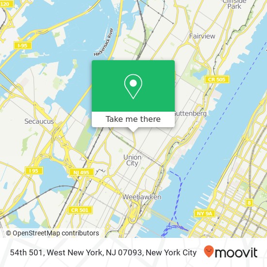 Mapa de 54th 501, West New York, NJ 07093