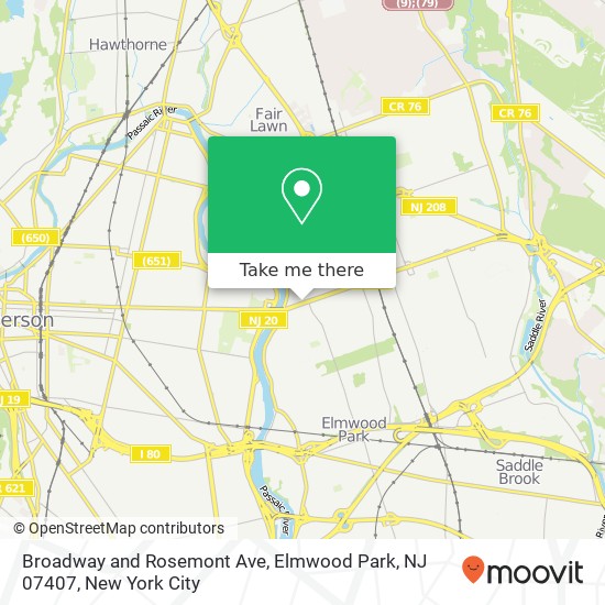 Broadway and Rosemont Ave, Elmwood Park, NJ 07407 map
