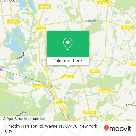 Mapa de Timothy Harrison Rd, Wayne, NJ 07470