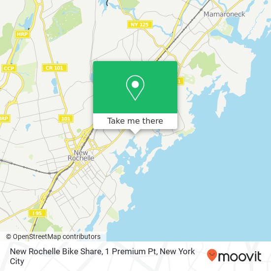 Mapa de New Rochelle Bike Share, 1 Premium Pt