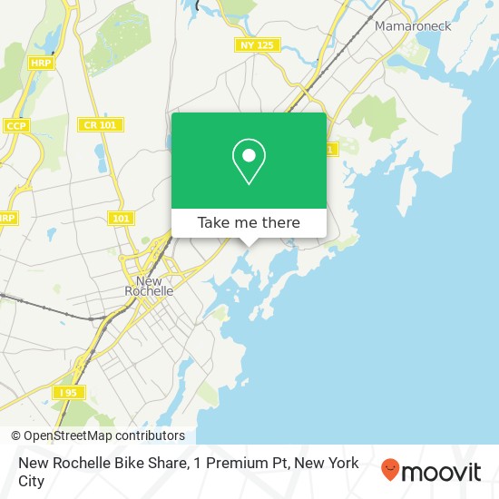 New Rochelle Bike Share, 1 Premium Pt map