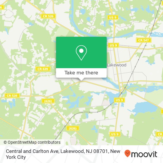 Mapa de Central and Carlton Ave, Lakewood, NJ 08701