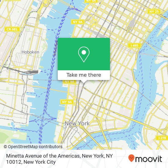 Mapa de Minetta Avenue of the Americas, New York, NY 10012