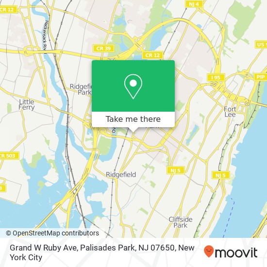 Mapa de Grand W Ruby Ave, Palisades Park, NJ 07650