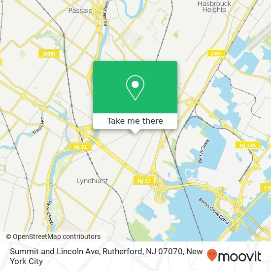 Mapa de Summit and Lincoln Ave, Rutherford, NJ 07070