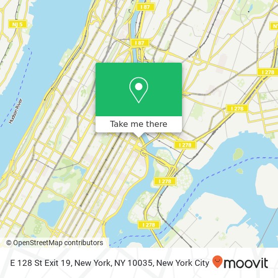 Mapa de E 128 St Exit 19, New York, NY 10035
