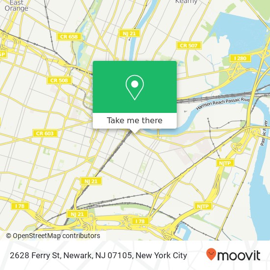 Mapa de 2628 Ferry St, Newark, NJ 07105