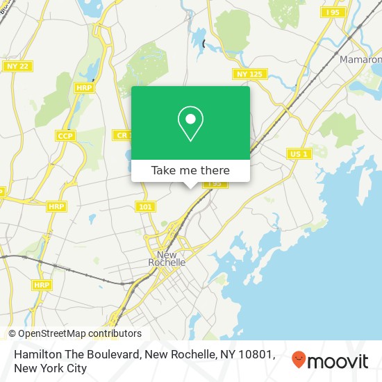 Mapa de Hamilton The Boulevard, New Rochelle, NY 10801