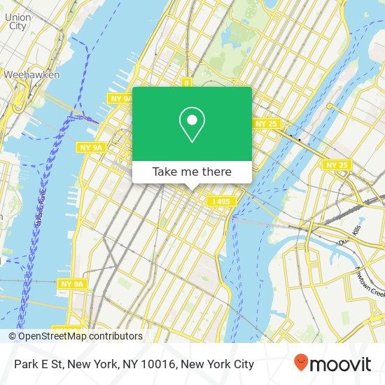 Mapa de Park E St, New York, NY 10016