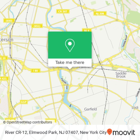 Mapa de River CR-12, Elmwood Park, NJ 07407