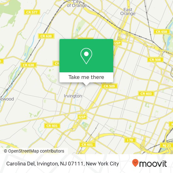 Mapa de Carolina Del, Irvington, NJ 07111