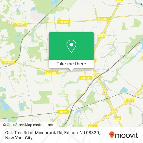 Mapa de Oak Tree Rd at Minebrook Rd, Edison, NJ 08820