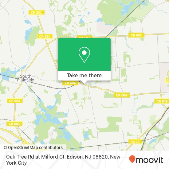 Mapa de Oak Tree Rd at Milford Ct, Edison, NJ 08820