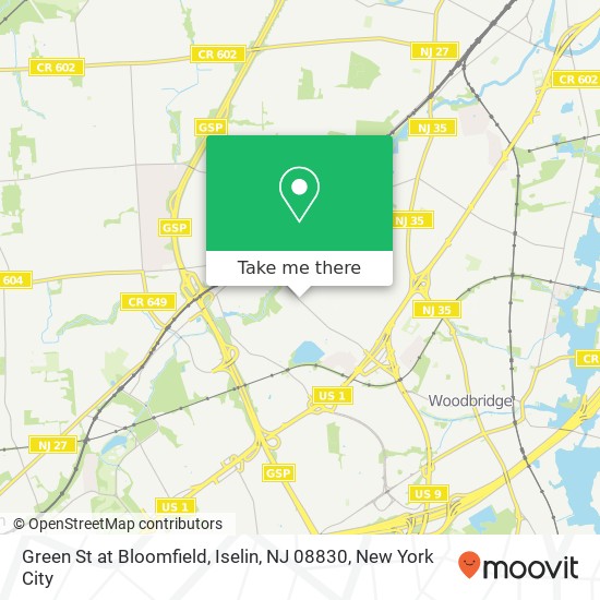 Mapa de Green St at Bloomfield, Iselin, NJ 08830