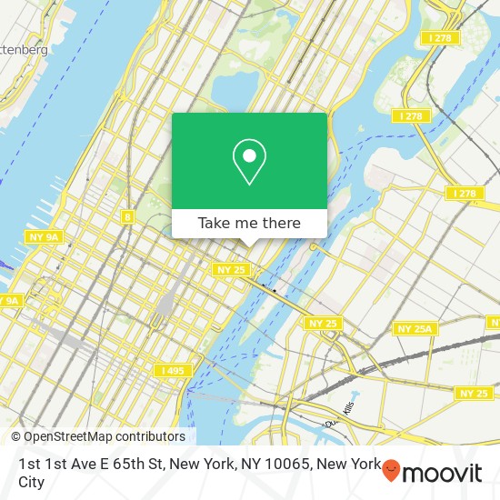 Mapa de 1st 1st Ave E 65th St, New York, NY 10065