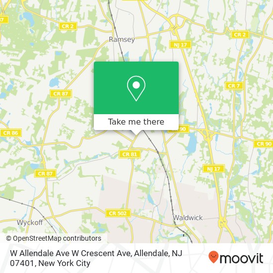 Mapa de W Allendale Ave W Crescent Ave, Allendale, NJ 07401