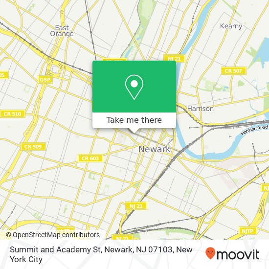 Mapa de Summit and Academy St, Newark, NJ 07103