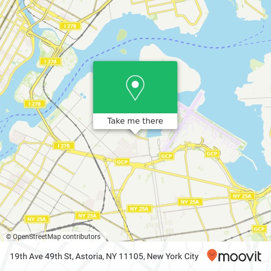 Mapa de 19th Ave 49th St, Astoria, NY 11105