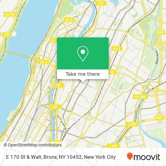 Mapa de E 170 St & Walt, Bronx, NY 10452