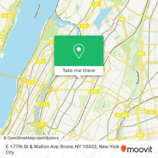 Mapa de E 177th St & Walton Ave, Bronx, NY 10453